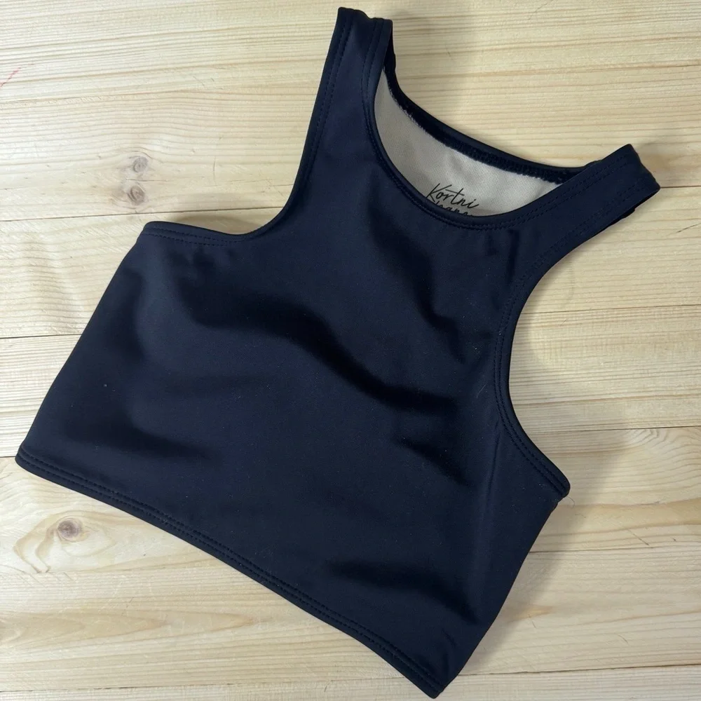Kortni Jeane Black Swim Top Girls Size 4/5 Modest Bikini Beach Swimwear
